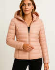 Womens Black Puffer Jacket - Lightweight Packable Winter Coat with Hood for Casual and Outdoor Wear 2