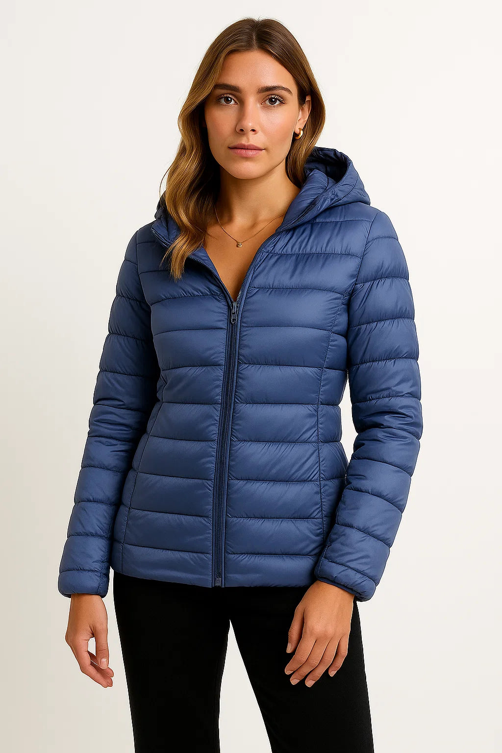 Womens Black Puffer Jacket - Lightweight Packable Winter Coat with Hood for Casual and Outdoor Wear 4