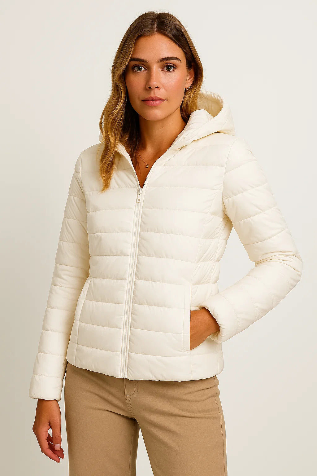 Womens Black Puffer Jacket - Lightweight Packable Winter Coat with Hood for Casual and Outdoor Wear 5
