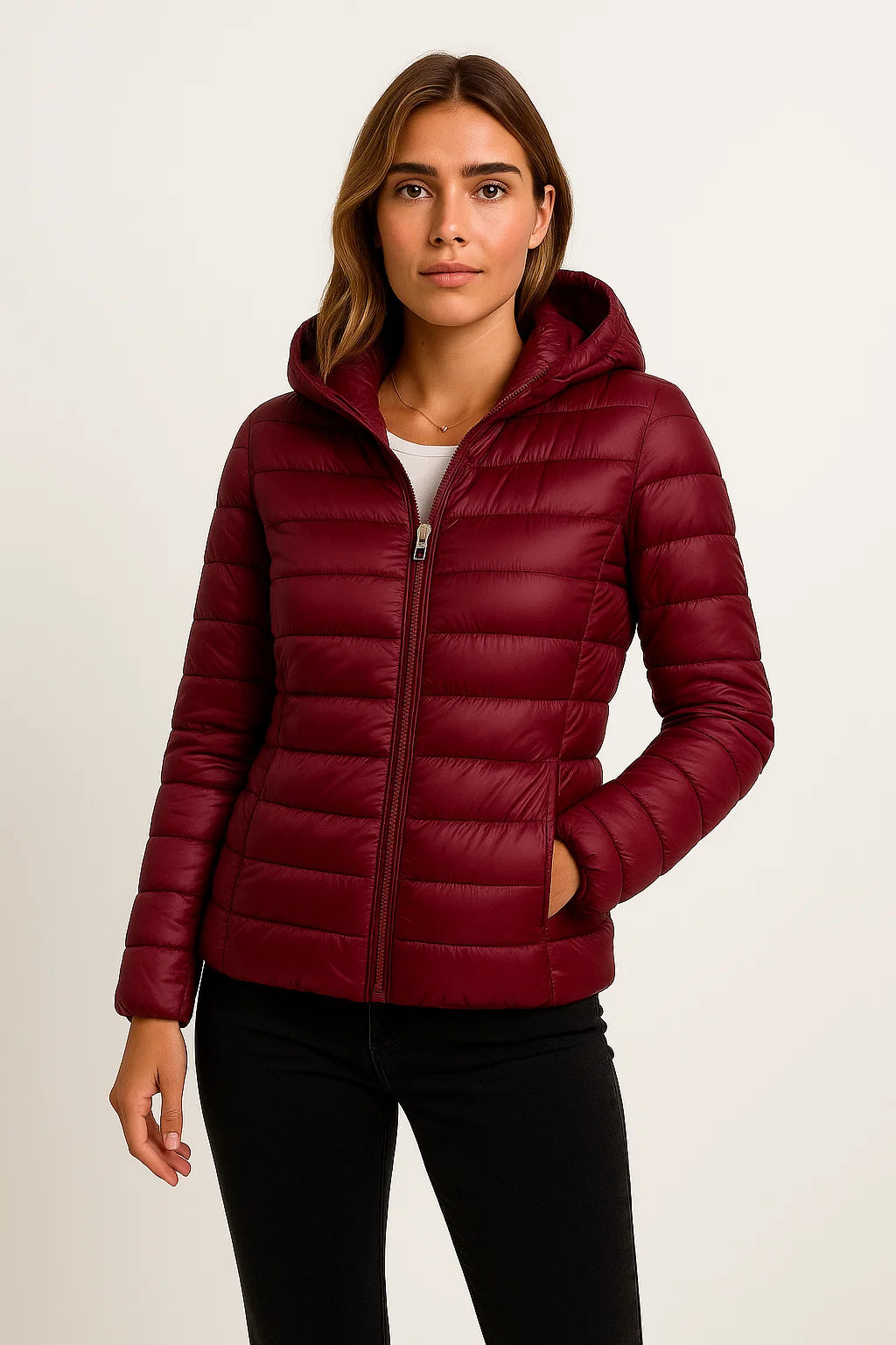 Womens Black Puffer Jacket - Lightweight Packable Winter Coat with Hood for Casual and Outdoor Wear 7