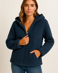 Womens Coat Beige Teddy Fleece With Pockets Zipper Elegant Winter Jacket 6