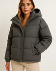 Womens Hooded Jacket - Grey Water-Repellent Polyester Winter Coat for Comfort and Style 10