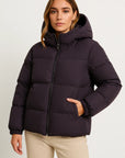 Womens Hooded Jacket - Grey Water-Repellent Polyester Winter Coat for Comfort and Style 5