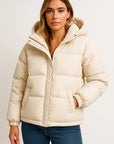 Womens Hooded Jacket - Grey Water-Repellent Polyester Winter Coat for Comfort and Style 6