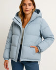 Womens Hooded Jacket - Grey Water-Repellent Polyester Winter Coat for Comfort and Style 7