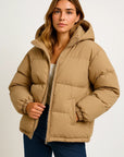 Womens Hooded Jacket - Grey Water-Repellent Polyester Winter Coat for Comfort and Style 9