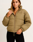Womens Puffer Jacket Black Polyester Modern Design Warm for Cold Days Casual Fit 3