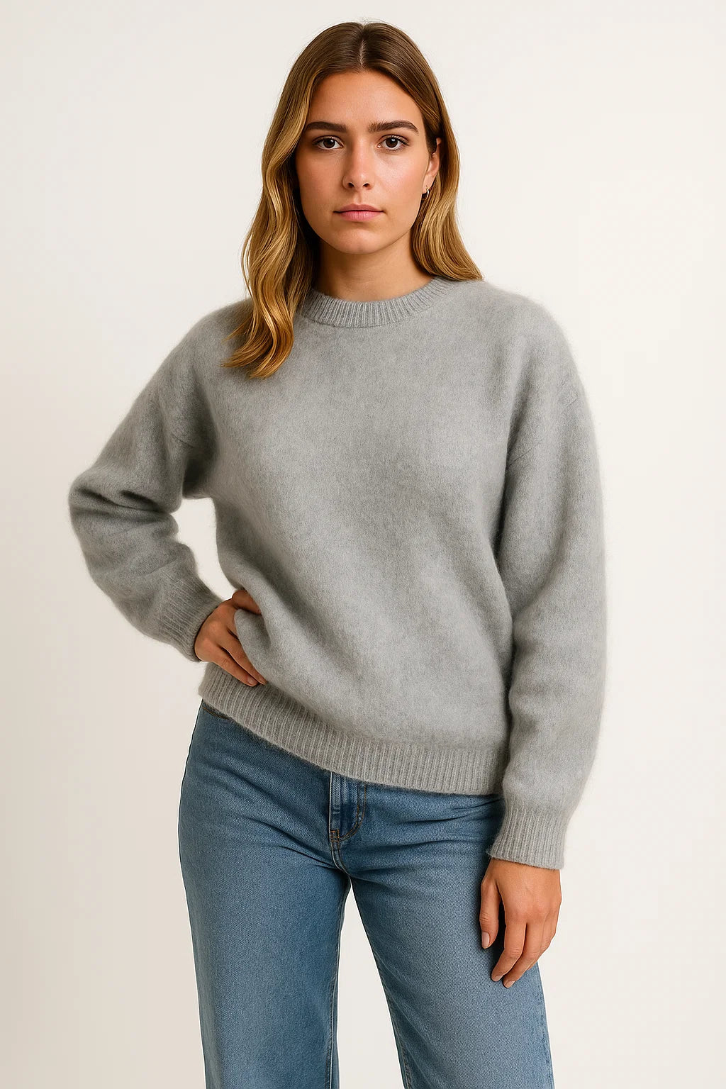 Womens Blue Mohair Pullover Sweater – Luxurious Soft Knit, Breathable and Elegant Design for Winter 4