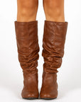 Womens Black Knee High Boots, Slouchy Synthetic Design with Low Heel for Comfort and Style 2