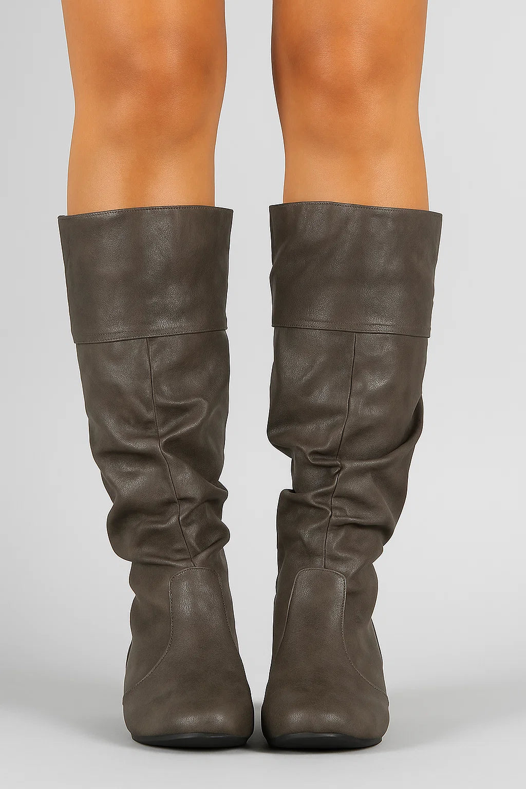 Womens Black Knee High Boots, Slouchy Synthetic Design with Low Heel for Comfort and Style 6