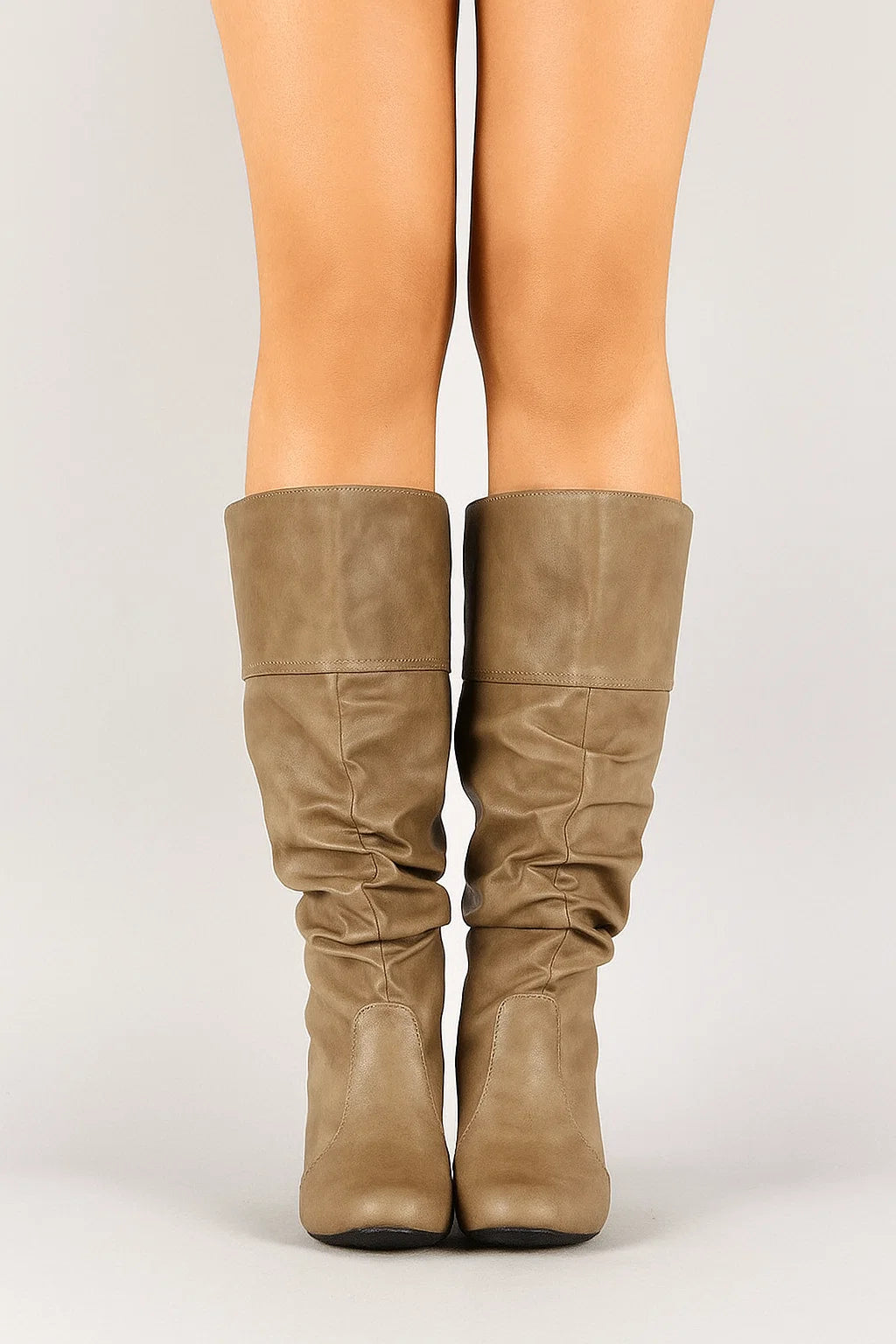 Womens Black Knee High Boots, Slouchy Synthetic Design with Low Heel for Comfort and Style 4
