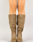 Womens Black Knee High Boots, Slouchy Synthetic Design with Low Heel for Comfort and Style 4