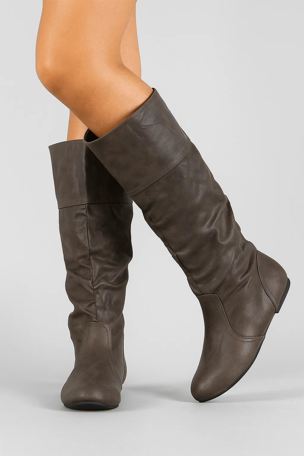 Womens Black Knee High Boots, Slouchy Synthetic Design with Low Heel for Comfort and Style 5