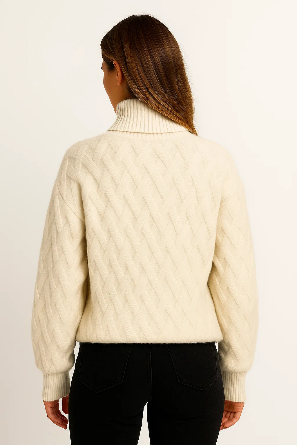 White Cashmere Pullover Sweater for Women - Classic Round Neck, Unmatched Softness, Elegant Design, Perfect for Autumn and Winter 2