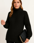 Womens Turtleneck Sweater in Cotton-Polyester Blend – Relaxed Fit Casual Pullover for Chilly Days 1