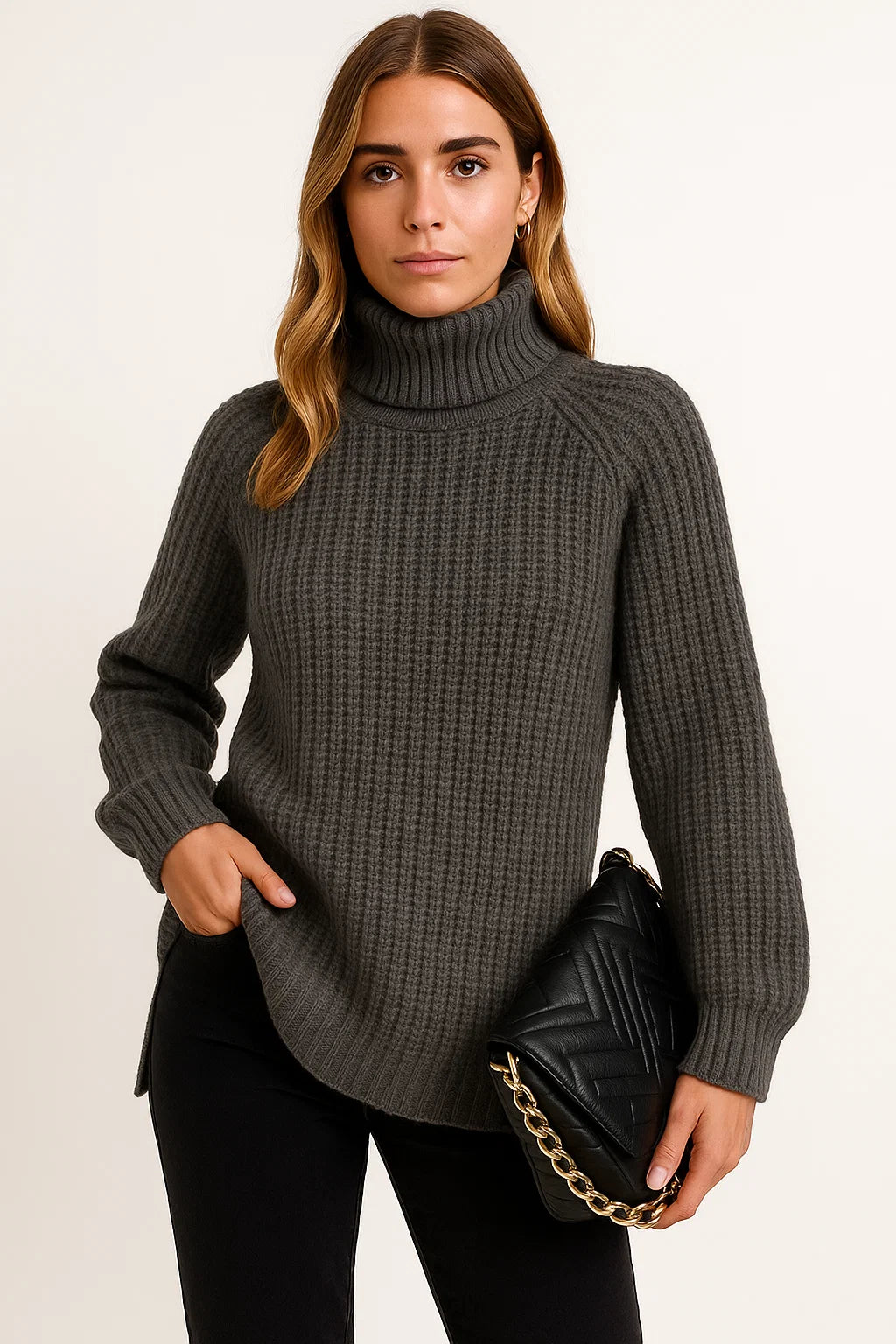 Womens Turtleneck Sweater in Cotton-Polyester Blend – Relaxed Fit Casual Pullover for Chilly Days 3