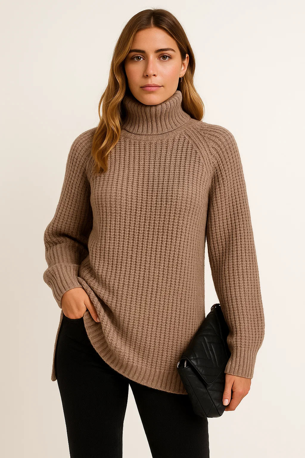 Womens Turtleneck Sweater in Cotton-Polyester Blend – Relaxed Fit Casual Pullover for Chilly Days 4