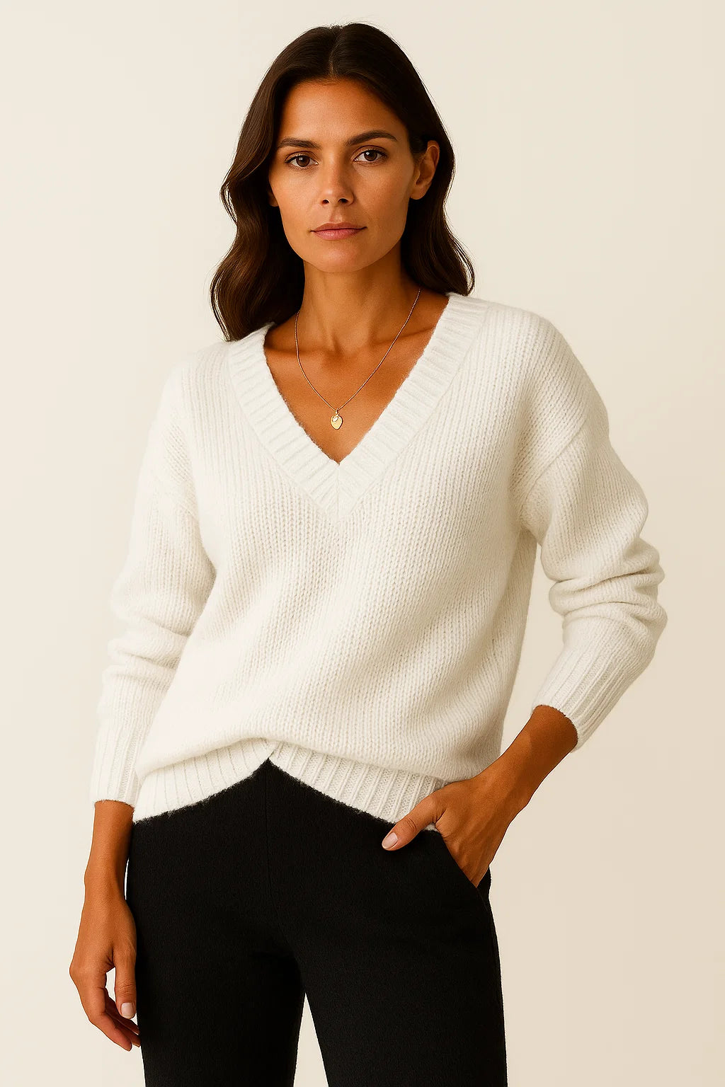 Womens Cashmere Sweater V-Neck Pullover - Soft, Elegant Casual Knit for Fall and Winter 3