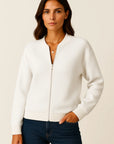 Lightweight Womens Black Bomber Jacket, Modern Fit with Ribbed Cuffs for Casual and Dressy Wear 1