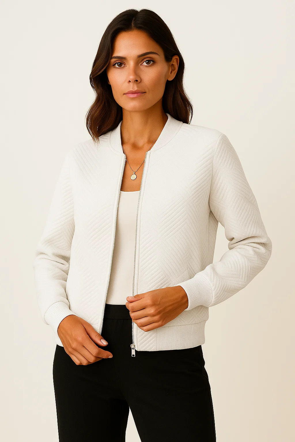 Lightweight Womens Black Bomber Jacket, Modern Fit with Ribbed Cuffs for Casual and Dressy Wear 2