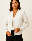 Lightweight Womens Black Bomber Jacket, Modern Fit with Ribbed Cuffs for Casual and Dressy Wear 2