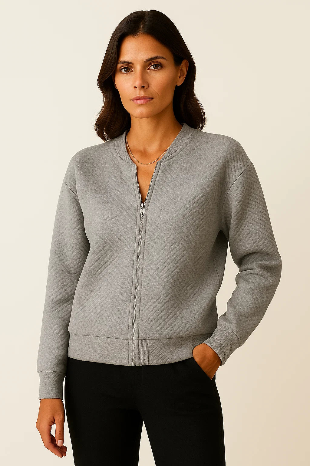 Lightweight Womens Black Bomber Jacket, Modern Fit with Ribbed Cuffs for Casual and Dressy Wear 3