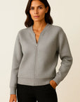 Lightweight Womens Black Bomber Jacket, Modern Fit with Ribbed Cuffs for Casual and Dressy Wear 3