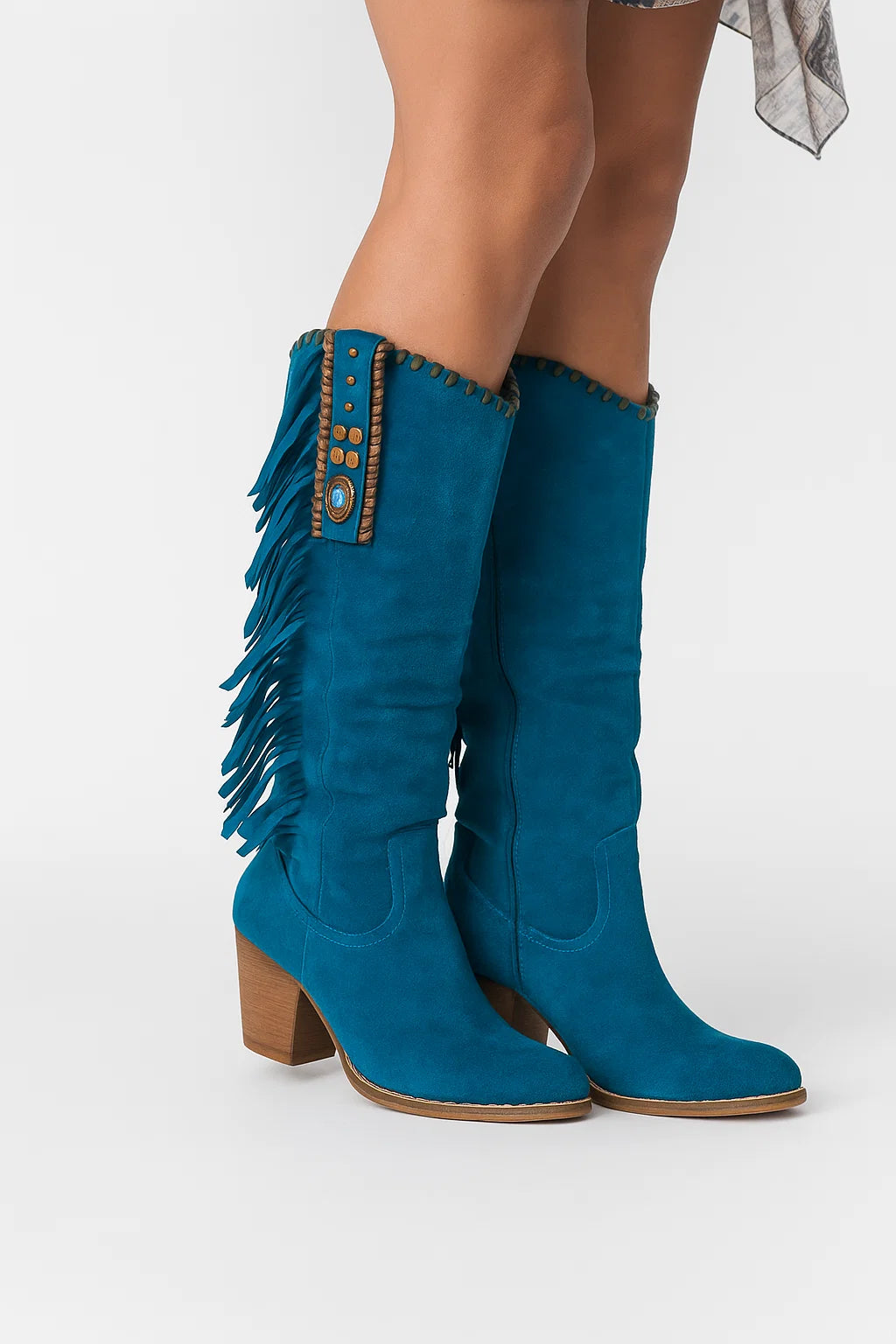 Womens Knee High Boots Suede Block Heel Zip Closure Comfort 3