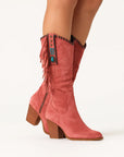 Womens Knee High Boots Suede Block Heel Zip Closure Comfort 4