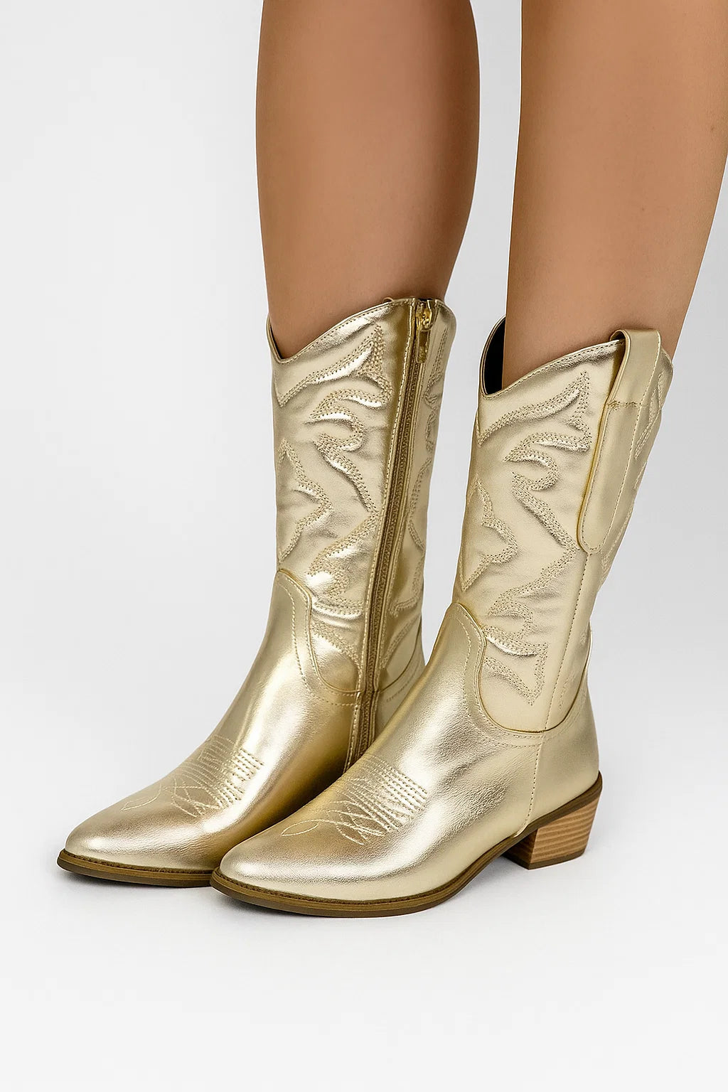 Metallic Womens Cowboy Boots with Pointed Toe - Elegant Western Design, Comfortable Insole, Durable for Everyday Wear 3