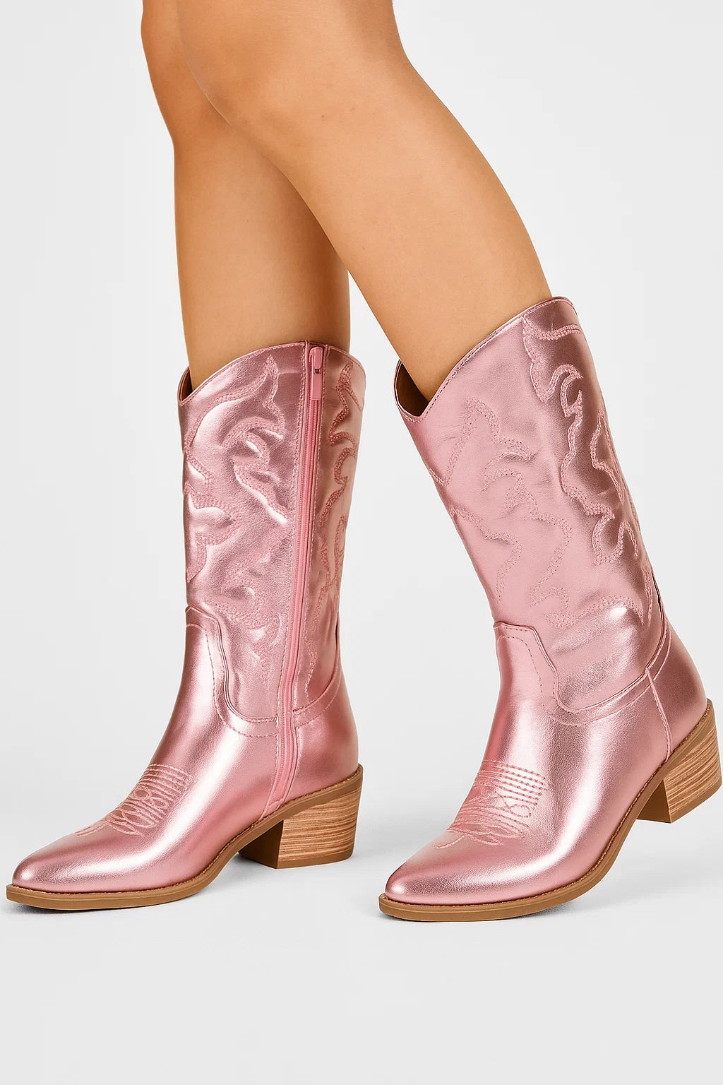 Metallic Womens Cowboy Boots with Pointed Toe - Elegant Western Design, Comfortable Insole, Durable for Everyday Wear 1