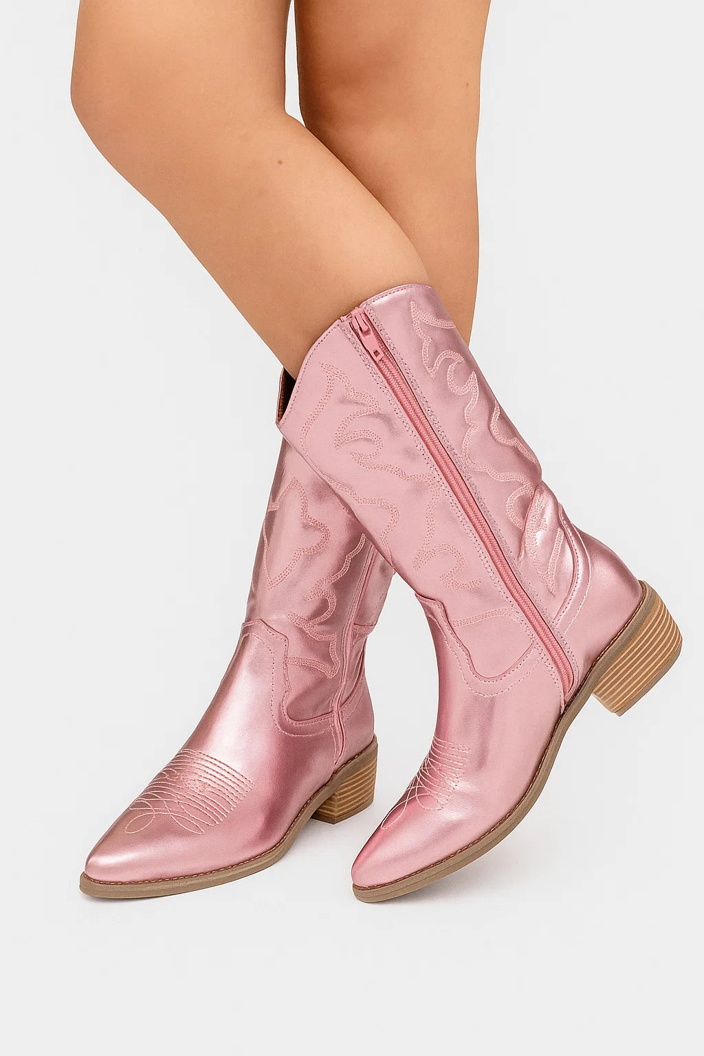 Metallic Womens Cowboy Boots with Pointed Toe - Elegant Western Design, Comfortable Insole, Durable for Everyday Wear 2