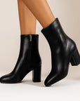 Womens Ankle Boots Black Patent Block Heel Elegant Design Zipper Comfortable Padded Insole 5