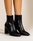 Womens Ankle Boots Black Patent Block Heel Elegant Design Zipper Comfortable Padded Insole 4