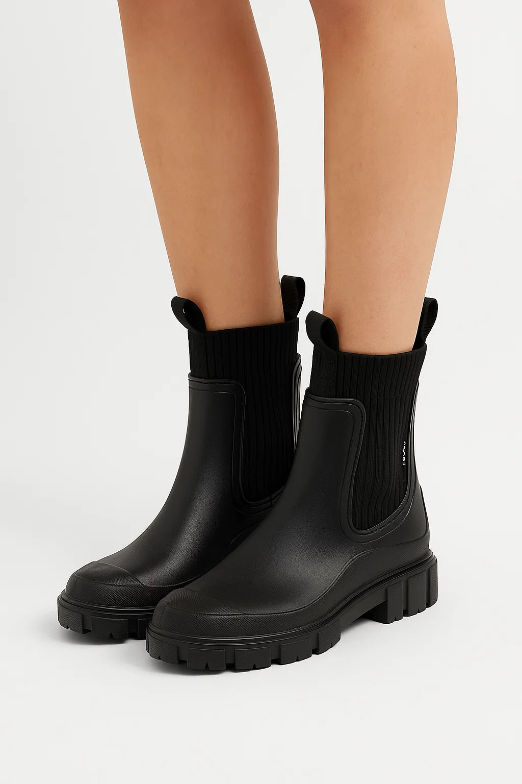 Womens Black Waterproof Boots PVC Mid-Calf Casual Comfort 2