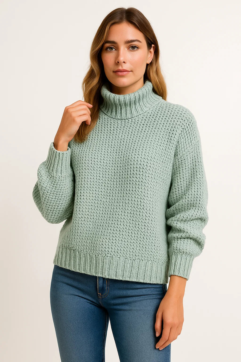 Womens Pullover Sweater, Long Sleeve Casual Loose Fit in Wool – Elegant Design for Autumn and Winter Wear 1