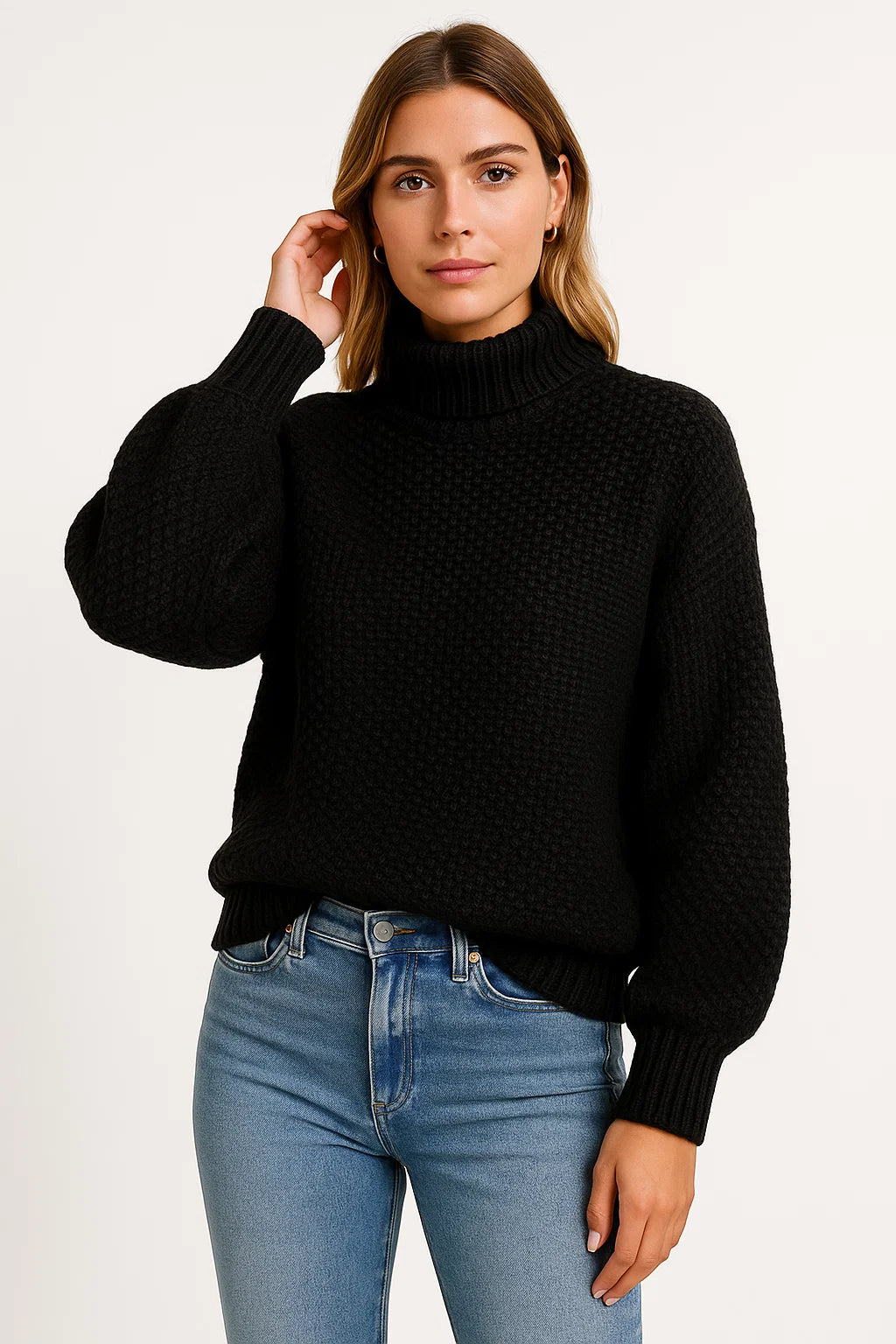 Womens Pullover Sweater, Long Sleeve Casual Loose Fit in Wool – Elegant Design for Autumn and Winter Wear 3