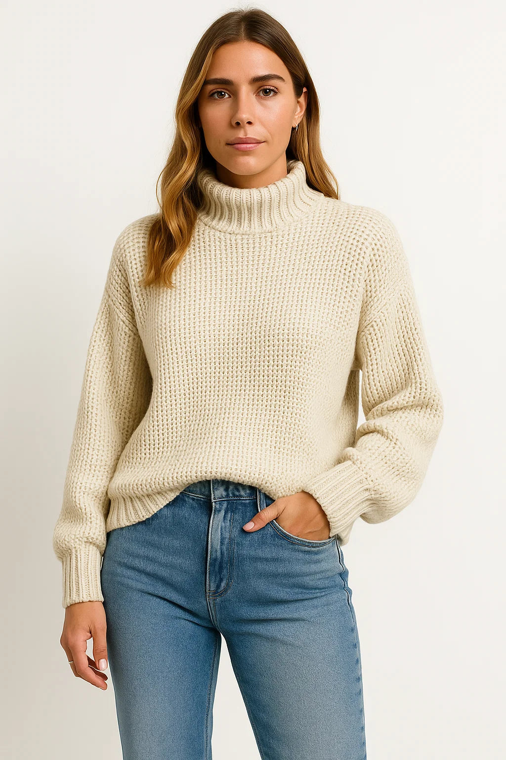 Womens Pullover Sweater, Long Sleeve Casual Loose Fit in Wool – Elegant Design for Autumn and Winter Wear 5