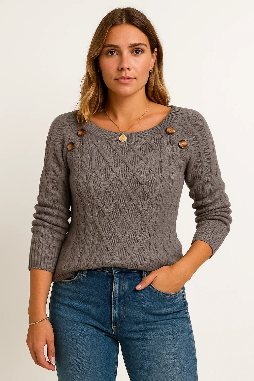 Womens Oversized Sweater Soft Wool Long Sleeve Casual Gray 4