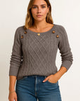 Womens Oversized Sweater Soft Wool Long Sleeve Casual Gray 4