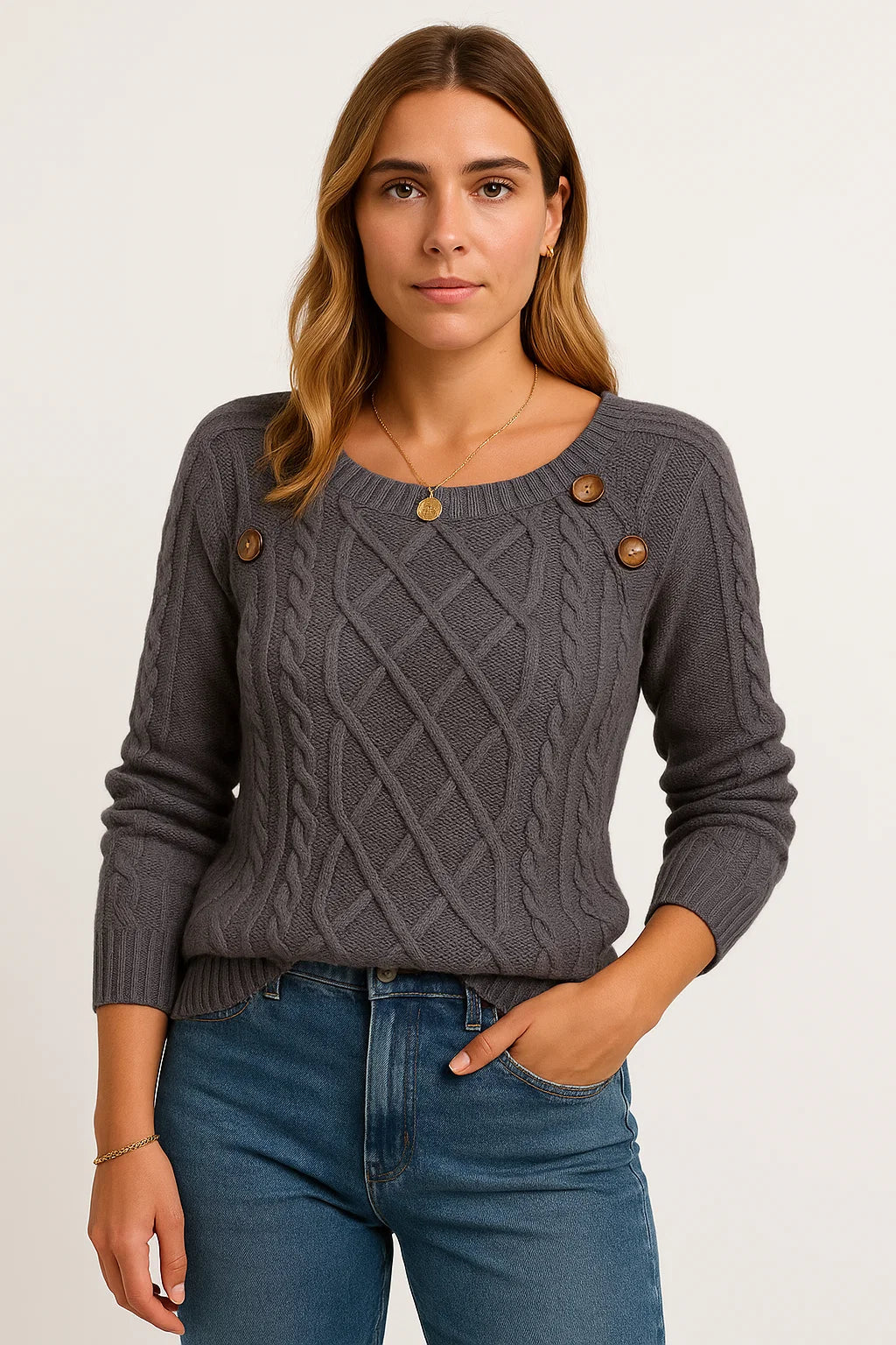 Womens Oversized Sweater Soft Wool Long Sleeve Casual Gray 5