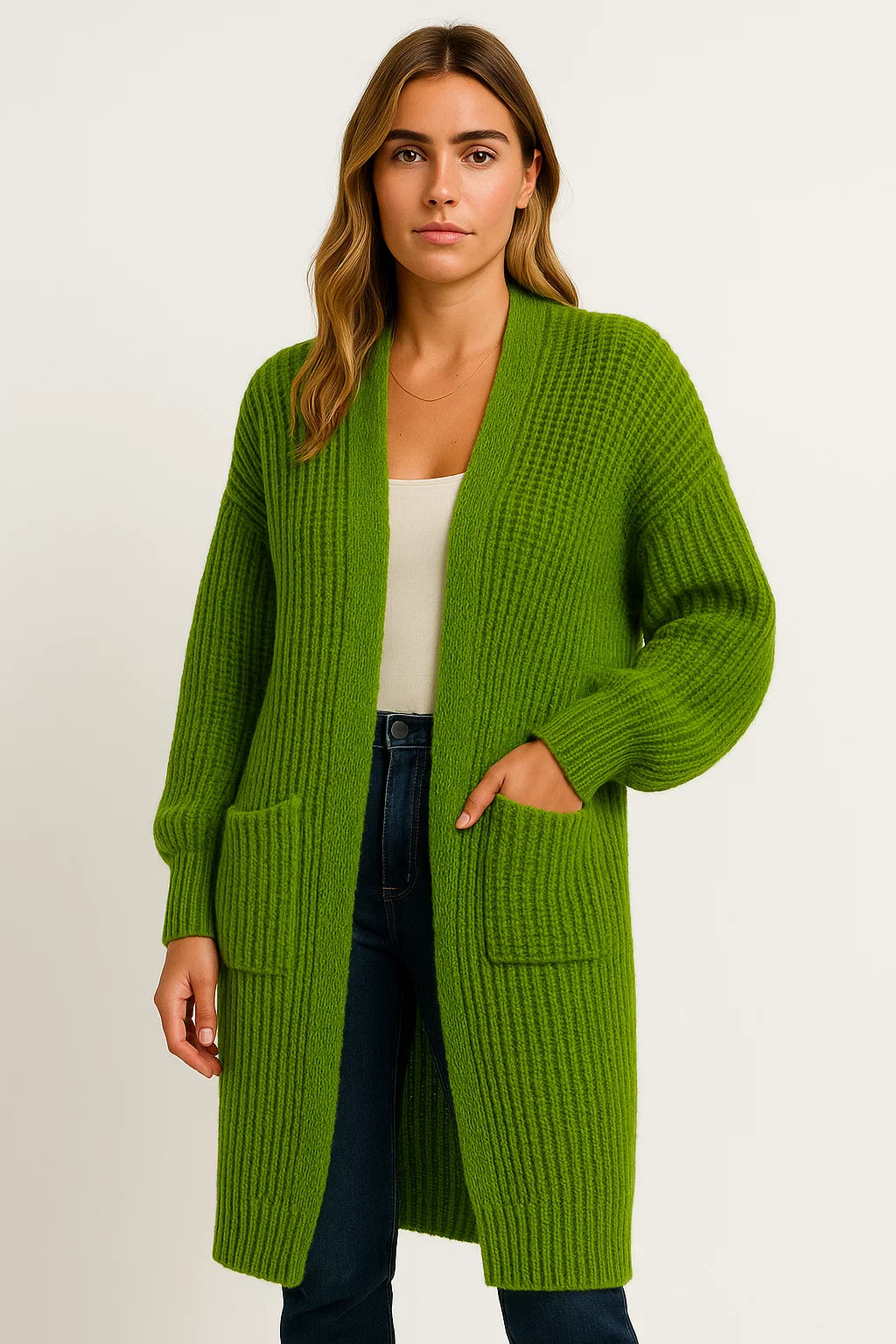 Womens Long Cardigan Soft Knit Open Front Casual Wear 4