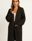 Womens Long Cardigan Soft Knit Open Front Casual Wear 3