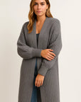 Womens Long Cardigan Soft Knit Open Front Casual Wear 2