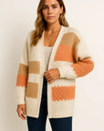 Womens Long Cardigan Striped Cozy Knit Lightweight Fall Layering 2
