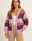 Womens Long Cardigan Striped Cozy Knit Lightweight Fall Layering 3