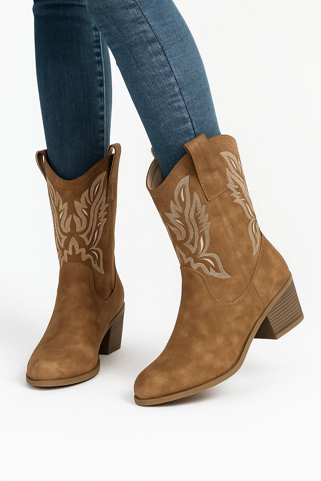 Womens Cowgirl Boots Leather Western Style with Heel 2
