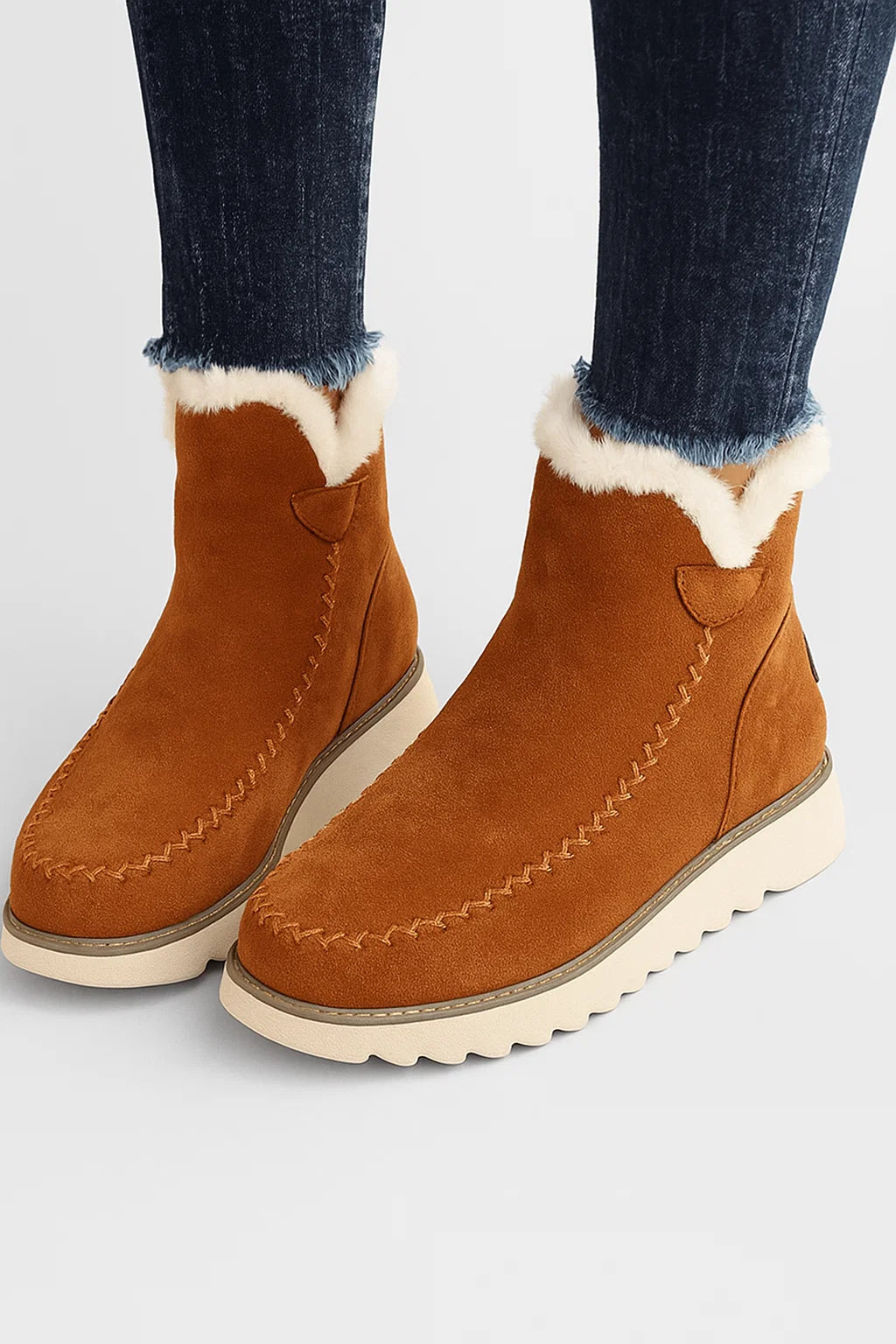 Womens Black Ankle Boots Microfiber Slip-On Flat Sole Winter-Friendly 6