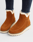 Womens Black Ankle Boots Microfiber Slip-On Flat Sole Winter-Friendly 6