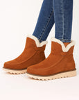 Womens Black Ankle Boots Microfiber Slip-On Flat Sole Winter-Friendly 5